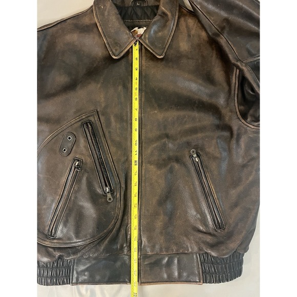 Vintage Harley Davidson Leather Motorcycle Jacket Distressed Coat‎ Brown L - Picture 4 of 16